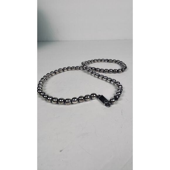 JMS 925 Sterling Silver Mexico 8mm Bead Ball Necklace 24” 61.7 Grams Vintage - Picture 3 of 8